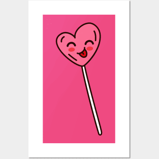 Heart Lollipop Kawaii Lollypop Vaentines Day Posters and Art